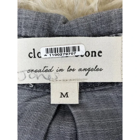 Cloth & Stone Tencel Button Down Shirt M Gray Washed Soft Denim Chic - Picture 7 of 8